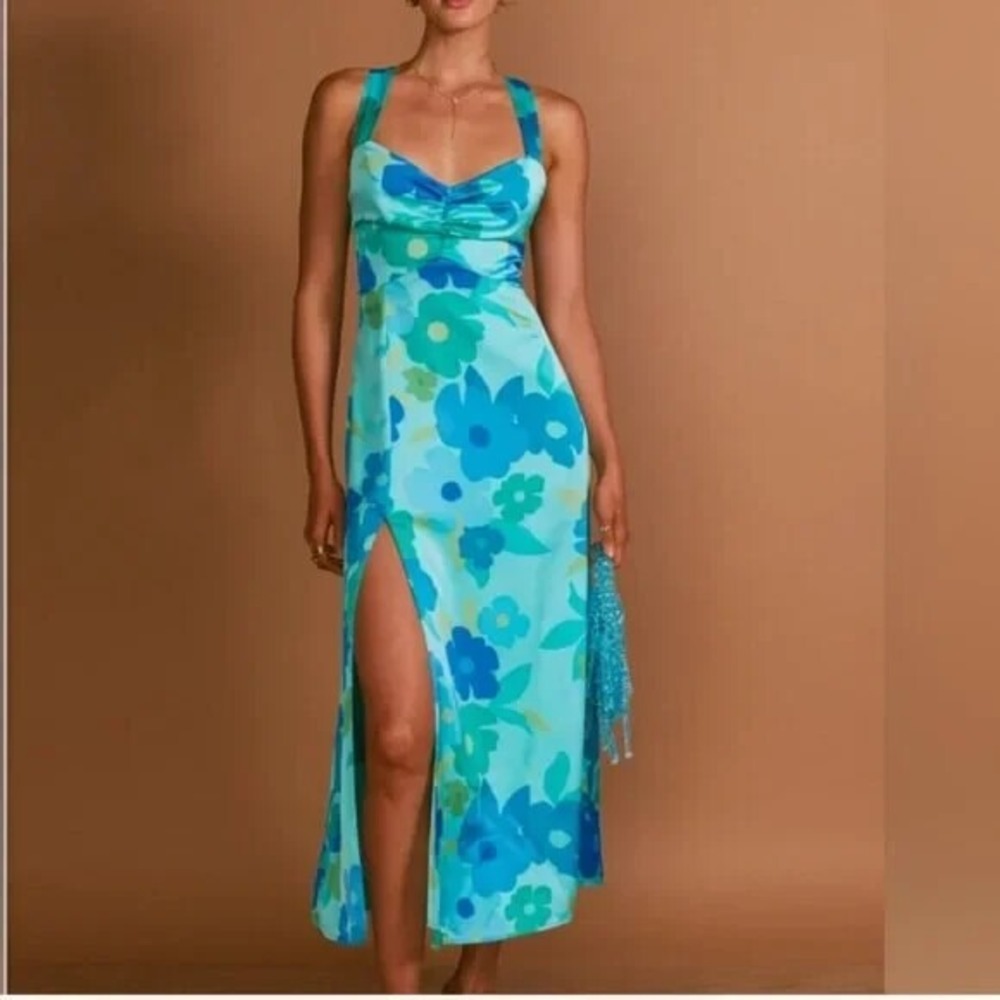 NWT | Show Me Your Mumu Mina Midi Dress Blue Piccadilly Floral Small Retail $188